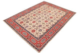 handmade Geometric Kazak Beige Red Hand Knotted RECTANGLE 100% WOOL area rug 9' x 12'
