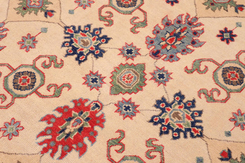 handmade Geometric Kazak Beige Red Hand Knotted RECTANGLE 100% WOOL area rug 9'X12'