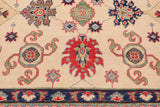 handmade Geometric Kazak Beige Red Hand Knotted RECTANGLE 100% WOOL area rug 9' x 12'
