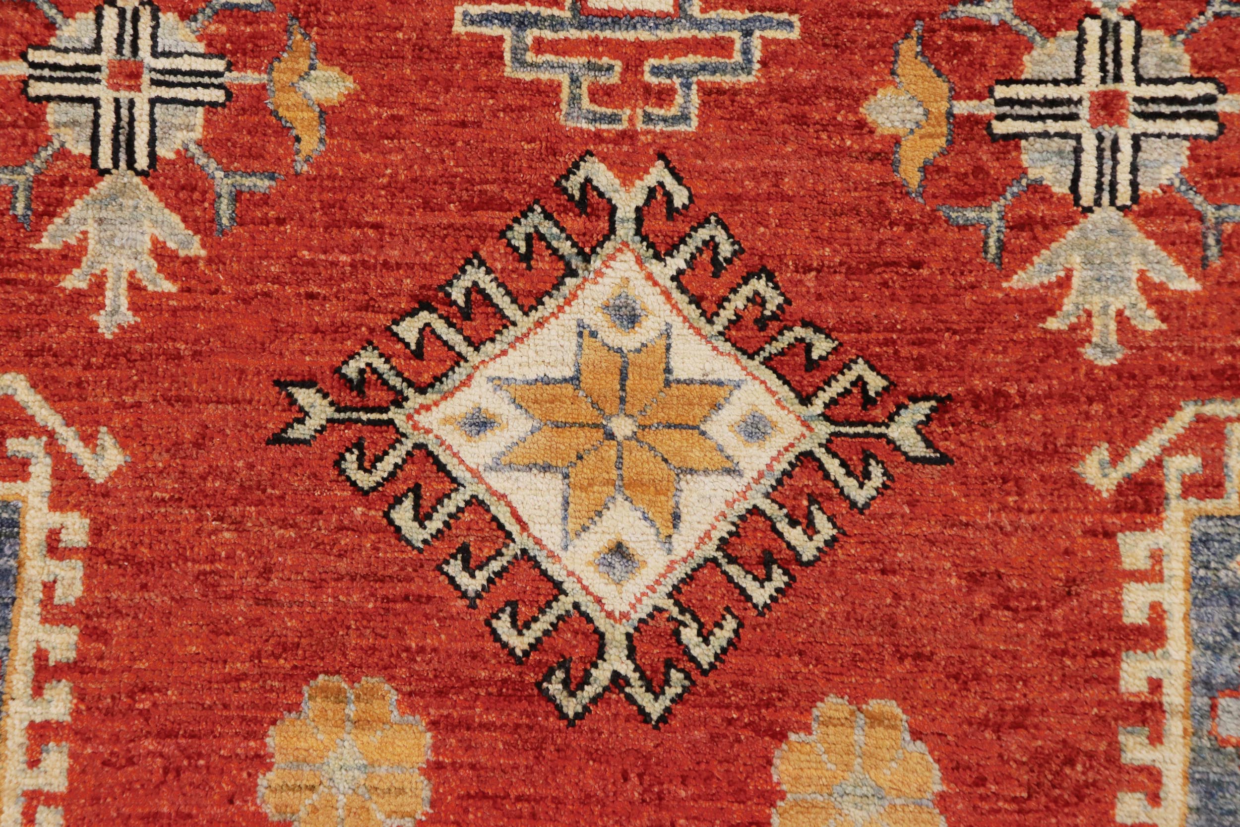 handmade Geometric Kazak Rust Beige Hand Knotted RECTANGLE 100% WOOL area rug 8'X10'