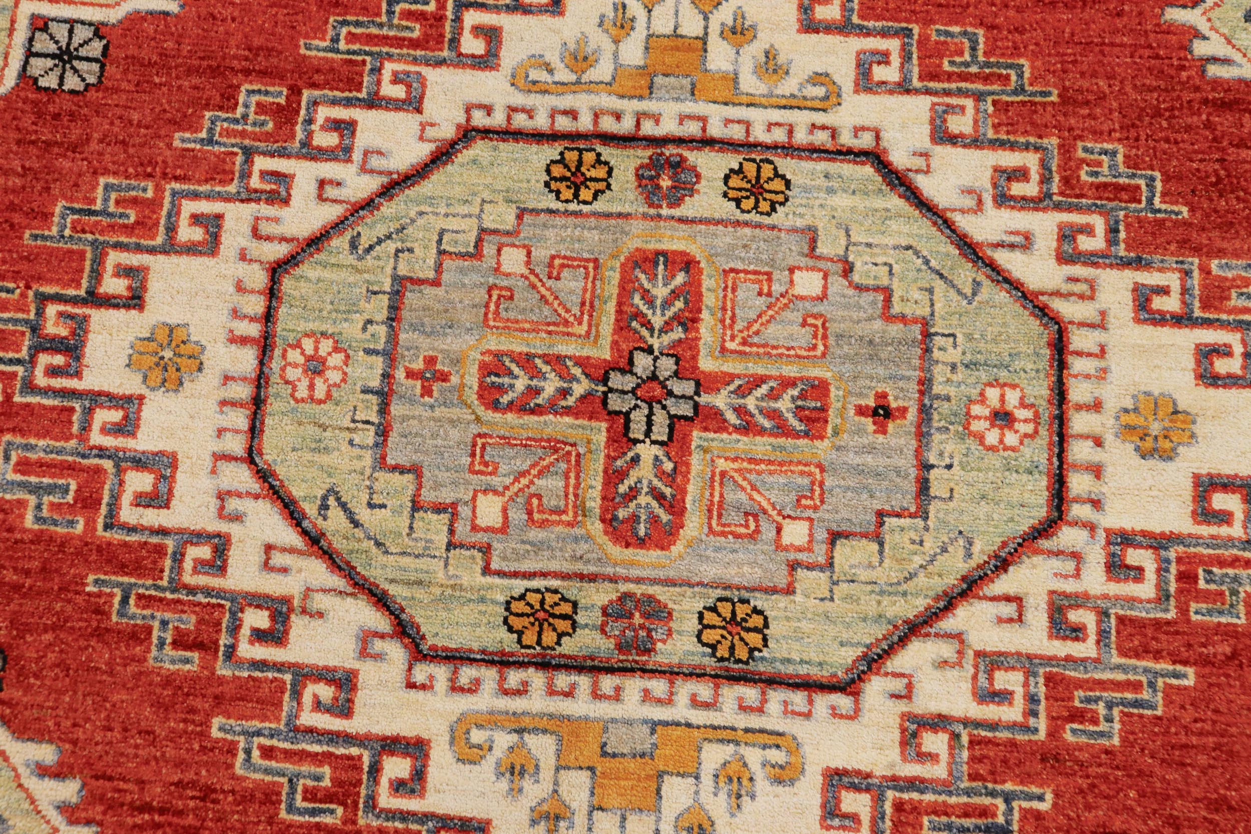 handmade Geometric Kazak Rust Beige Hand Knotted RECTANGLE 100% WOOL area rug 8'X10'