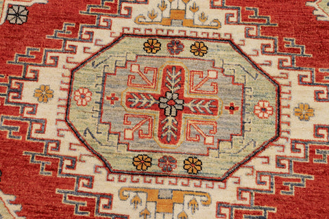 handmade Geometric Kazak Rust Beige Hand Knotted RECTANGLE 100% WOOL area rug 8'X10'