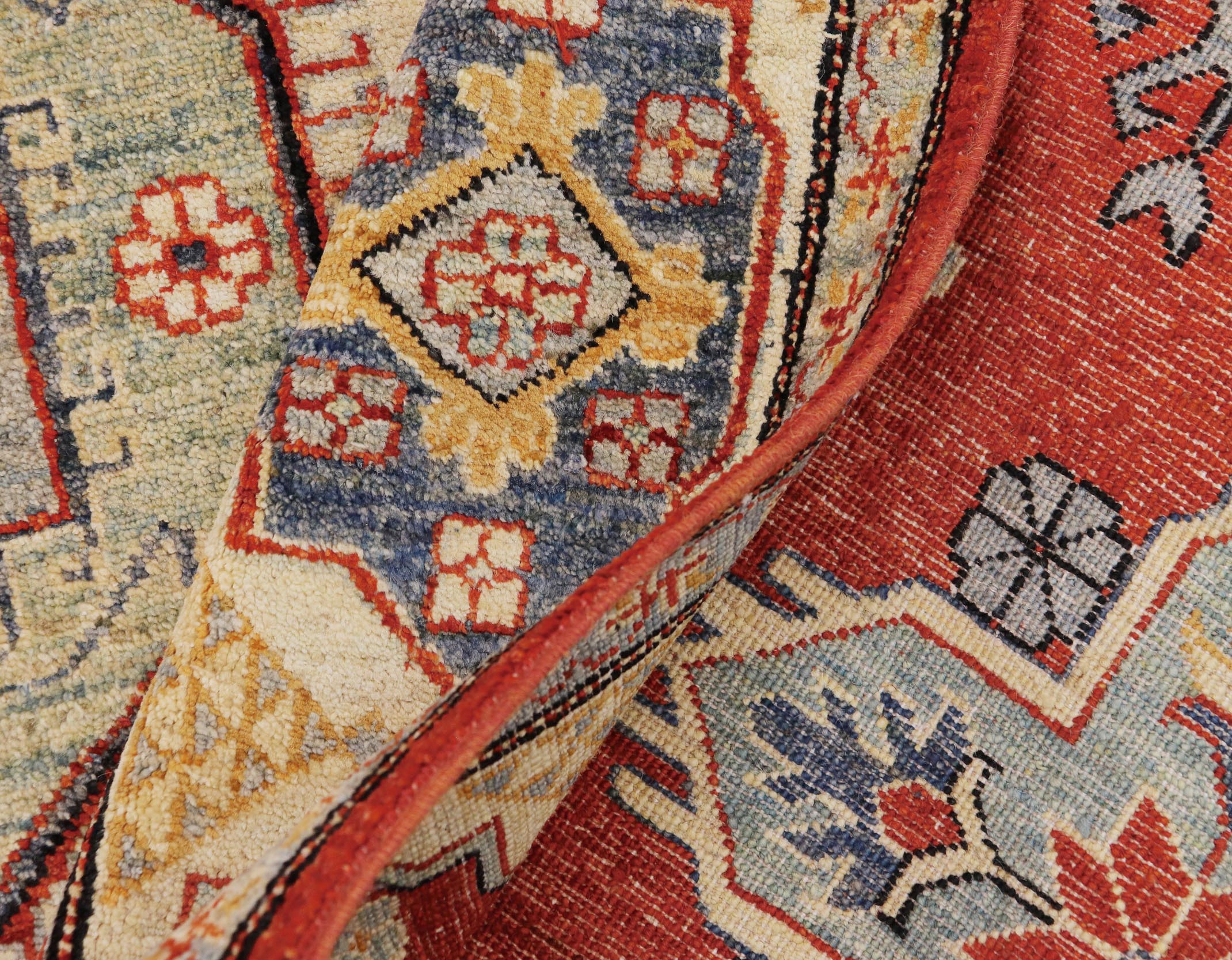handmade Geometric Kazak Rust Beige Hand Knotted RECTANGLE 100% WOOL area rug 8'X10'