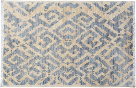 handmade Modern Kafkaz Ivory Gray Hand Knotted RECTANGLE 100% WOOL area rug 2X3
