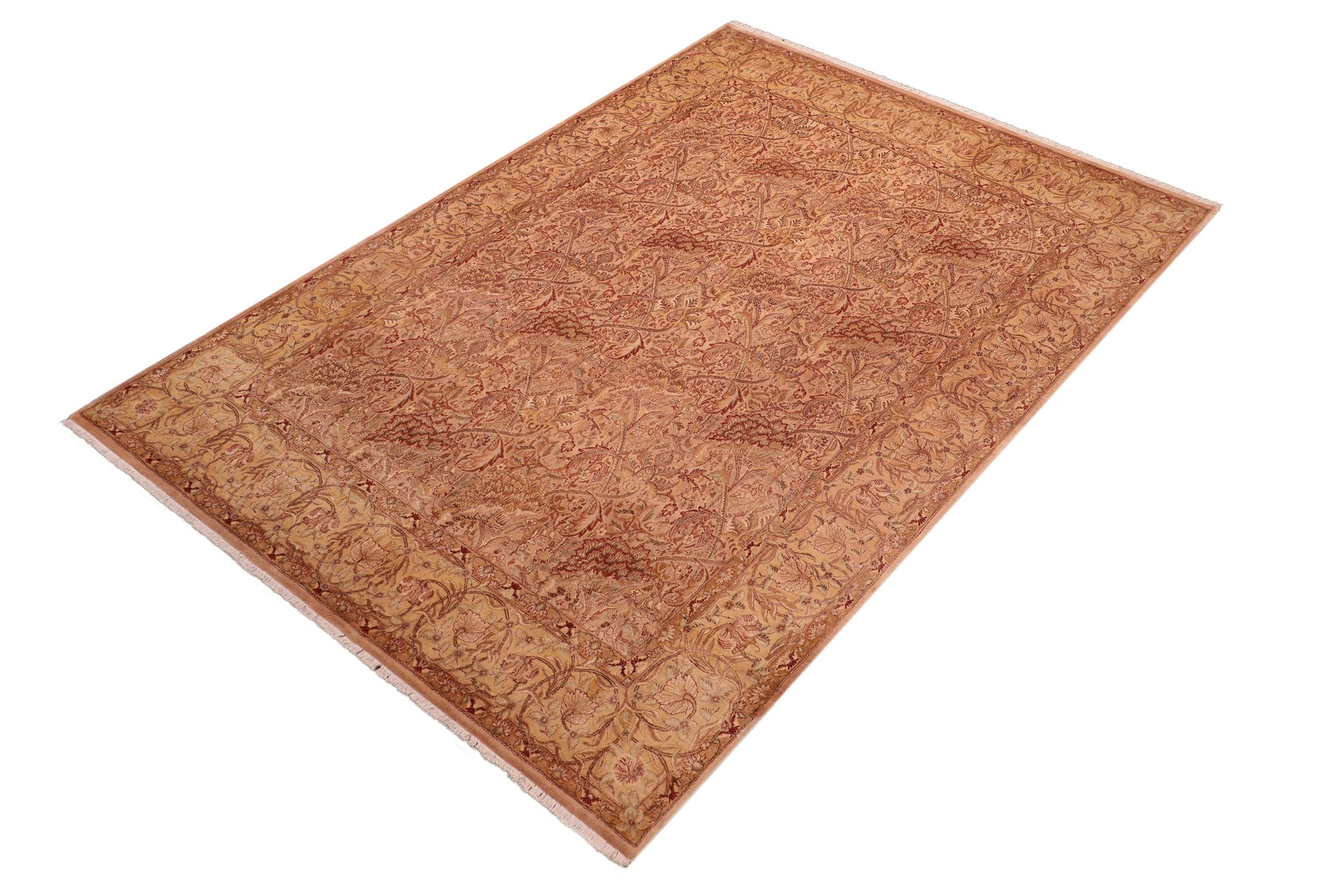 handmade Transitional William Tan Gold Hand Knotted RECTANGLE 100% WOOL area rug 8 x 10