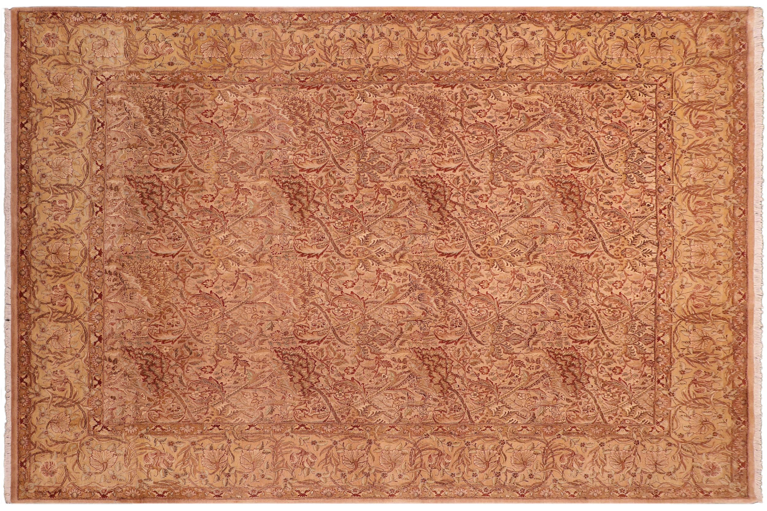 handmade Transitional William Tan Gold Hand Knotted RECTANGLE 100% WOOL area rug 8 x 10