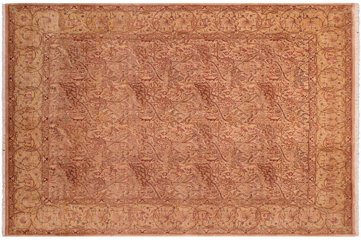 handmade Transitional William Tan Gold Hand Knotted RECTANGLE 100% WOOL area rug 8 x 10