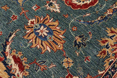 handmade Traditional Kafkaz Green Ivory Hand Knotted RECTANGLE 100% WOOL area rug 9X11