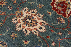 handmade Traditional Kafkaz Green Ivory Hand Knotted RECTANGLE 100% WOOL area rug 9X11