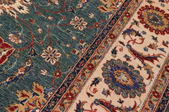 handmade Traditional Kafkaz Green Ivory Hand Knotted RECTANGLE 100% WOOL area rug 9X11