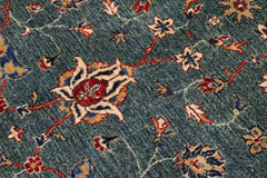 handmade Traditional Kafkaz Green Ivory Hand Knotted RECTANGLE 100% WOOL area rug 9X11