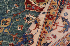 handmade Traditional Kafkaz Green Ivory Hand Knotted RECTANGLE 100% WOOL area rug 9X11