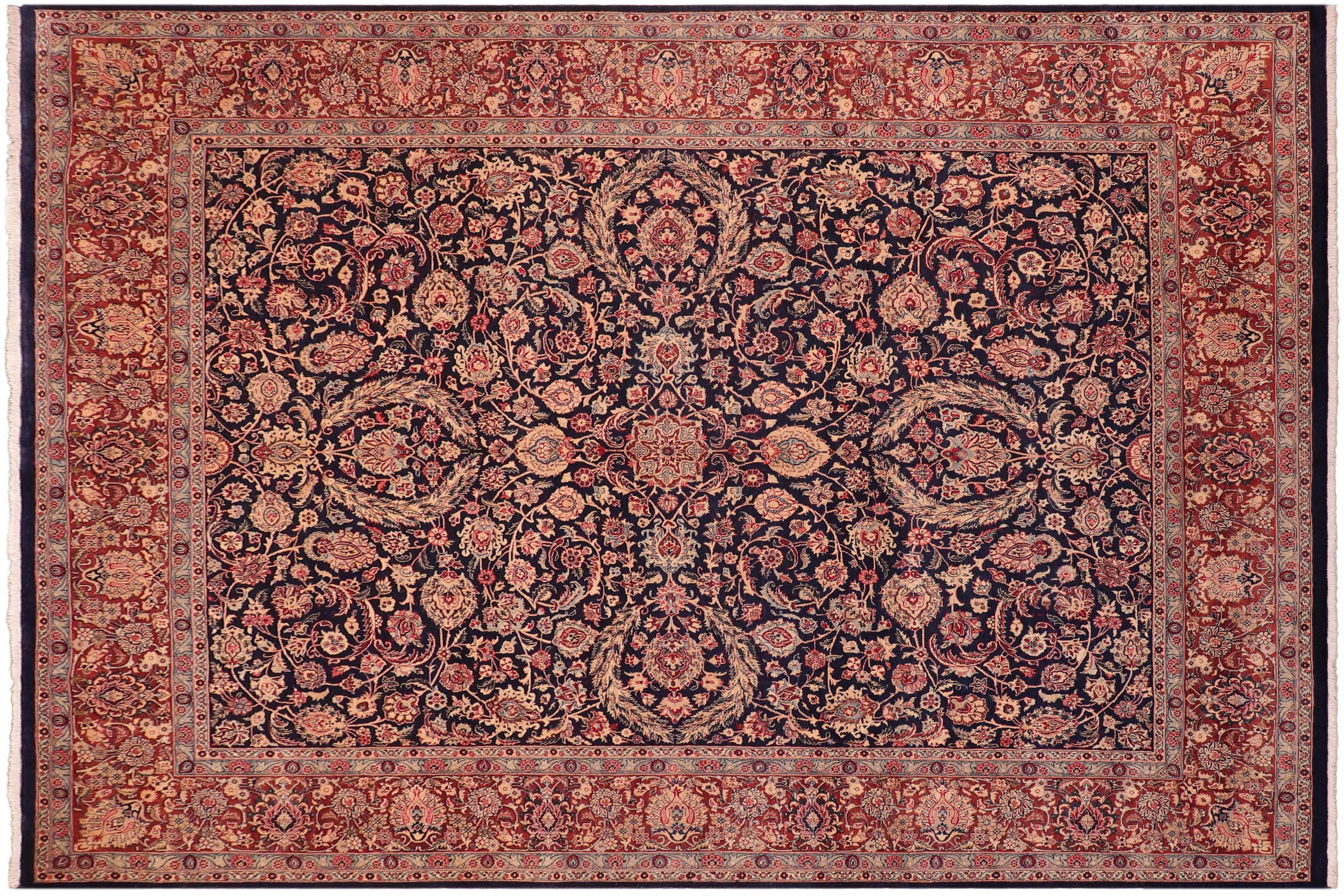 handmade Traditional Dabir Blue Brown Hand Knotted RECTANGLE 100% WOOL area rug 8 x 10
