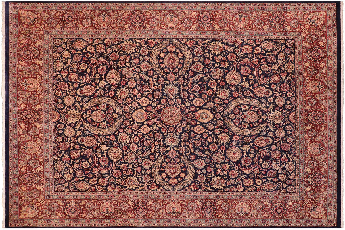 handmade Traditional Dabir Blue Brown Hand Knotted RECTANGLE 100% WOOL area rug 8 x 10