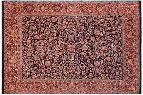 handmade Traditional Dabir Blue Brown Hand Knotted RECTANGLE 100% WOOL area rug 8 x 10