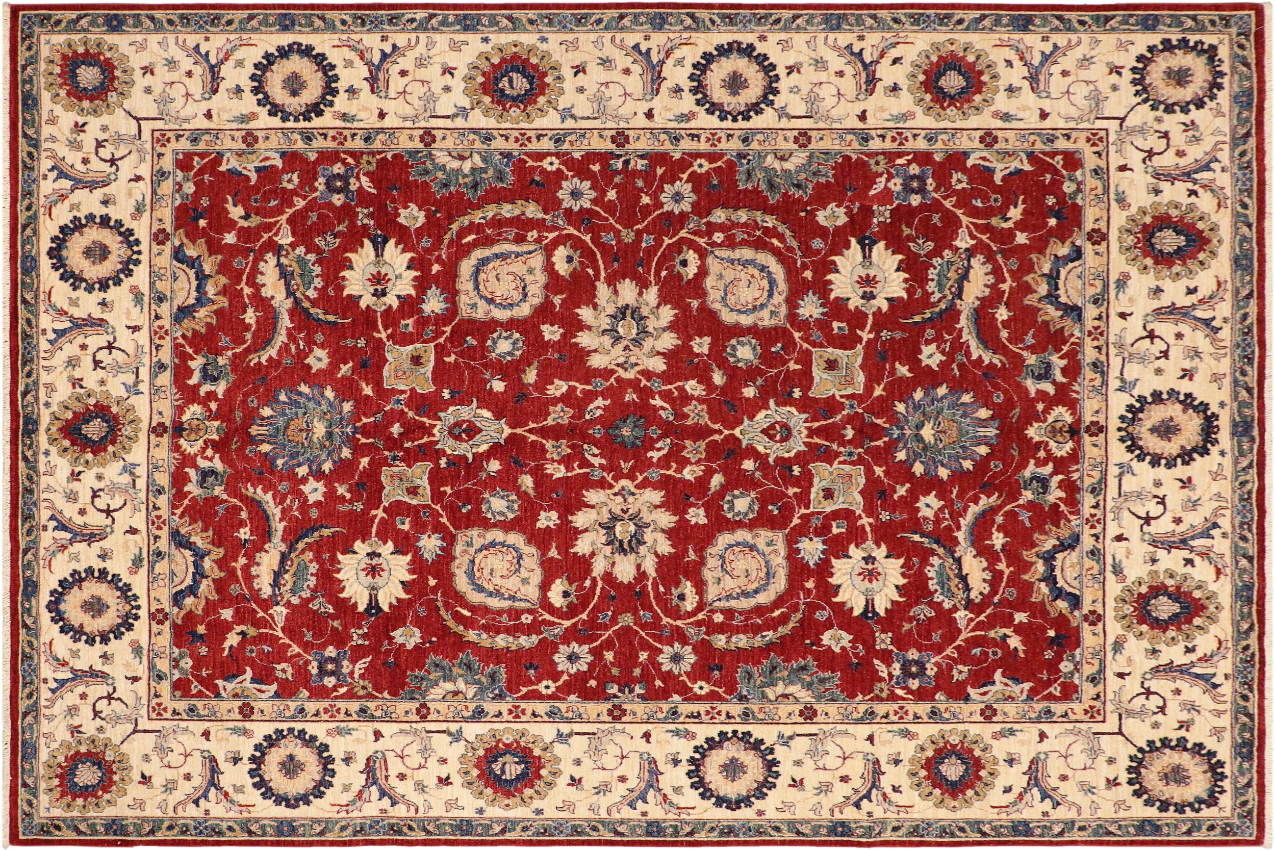 handmade Traditional Kafkaz Red Ivory Hand Knotted RECTANGLE 100% WOOL area rug 8x10