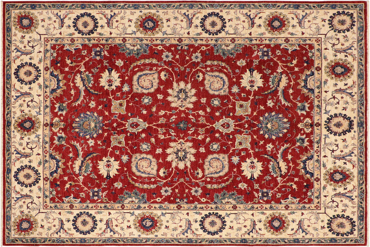handmade Traditional Kafkaz Red Ivory Hand Knotted RECTANGLE 100% WOOL area rug 8x10