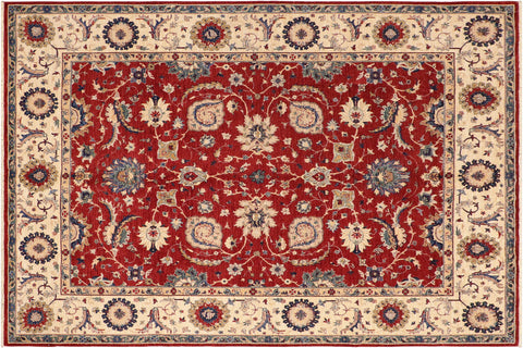 handmade Traditional Kafkaz Red Ivory Hand Knotted RECTANGLE 100% WOOL area rug 8x10