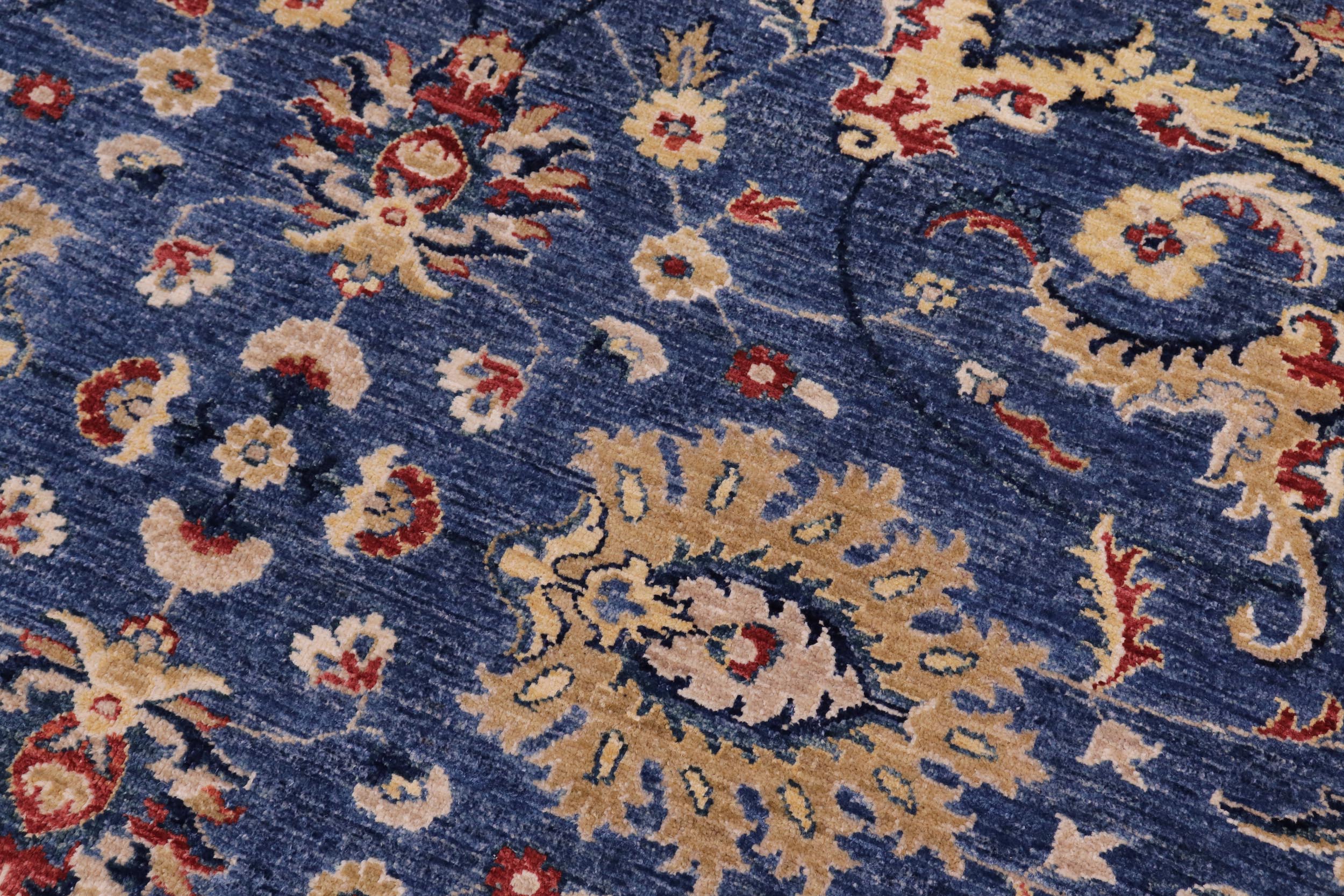 handmade Traditional Kafkaz Blue Ivory Hand Knotted RECTANGLE 100% WOOL area rug 8x10