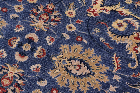 handmade Traditional Kafkaz Blue Ivory Hand Knotted RECTANGLE 100% WOOL area rug 8x10
