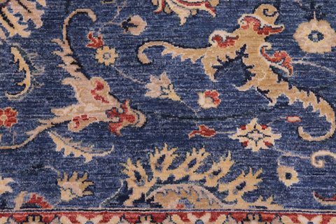 handmade Traditional Kafkaz Blue Ivory Hand Knotted RECTANGLE 100% WOOL area rug 8x10
