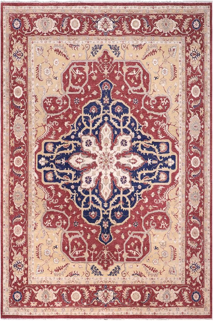 handmade Traditional Kafkaz Rust Blue Hand Knotted RECTANGLE 100% WOOL area rug 12X15