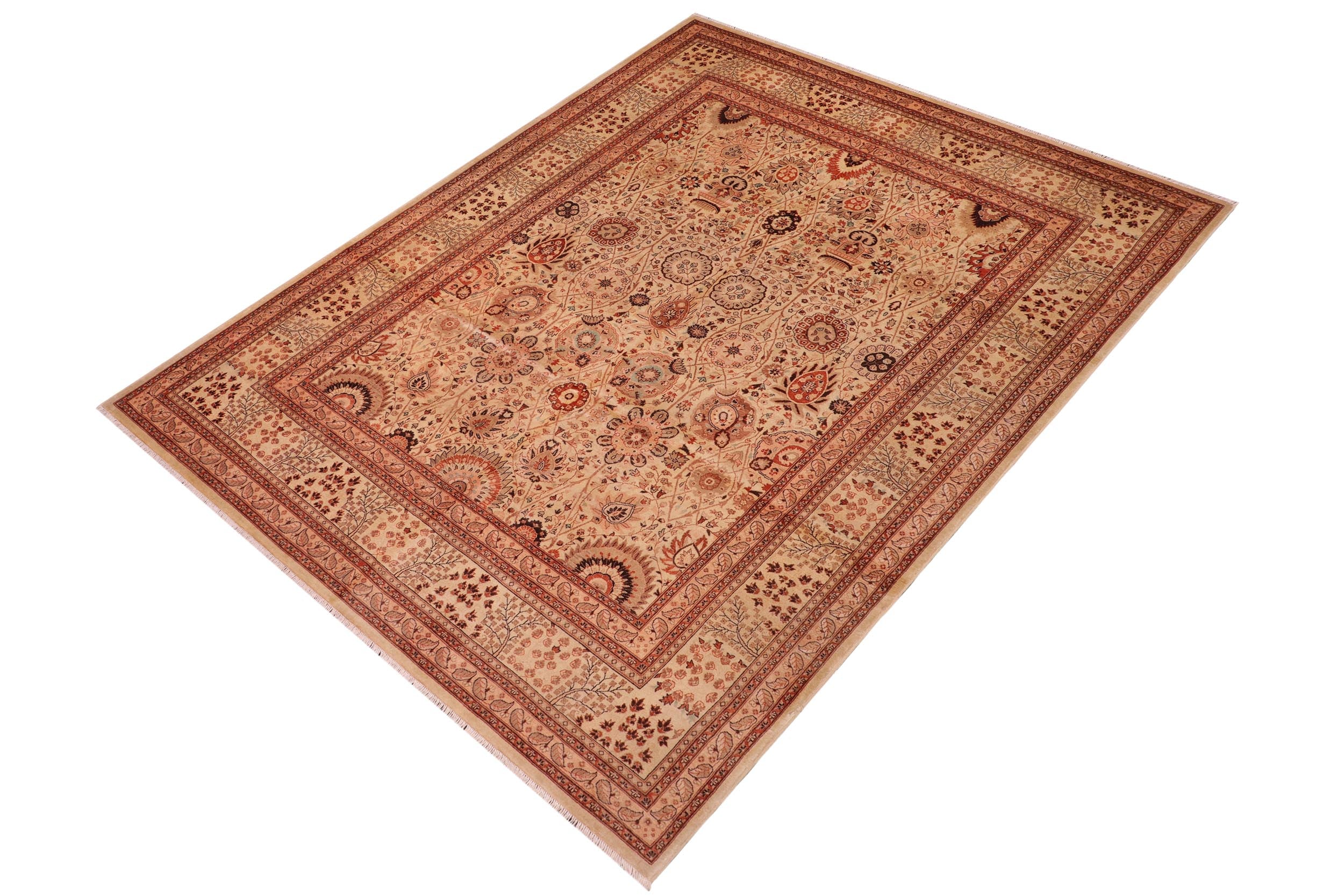 handmade Traditional Design Lt. Tan Lt. Tan Hand Knotted RECTANGLE 100% WOOL area rug 8' x 10'