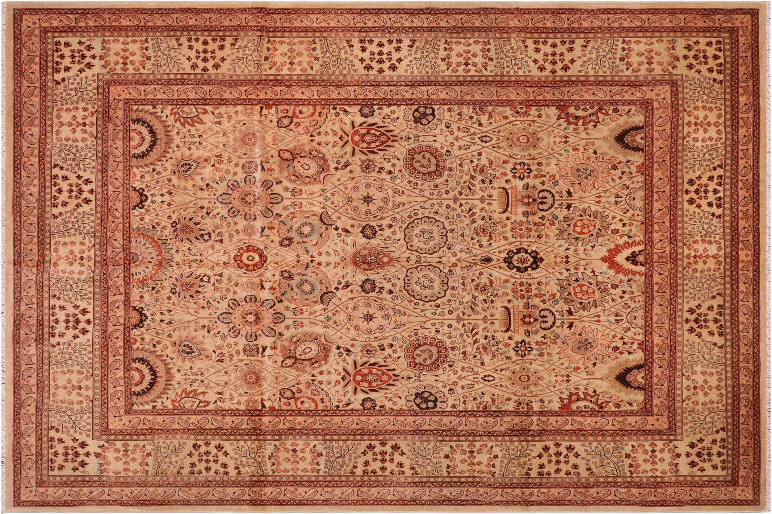 handmade Traditional Design Lt. Tan Lt. Tan Hand Knotted RECTANGLE 100% WOOL area rug 8' x 10'