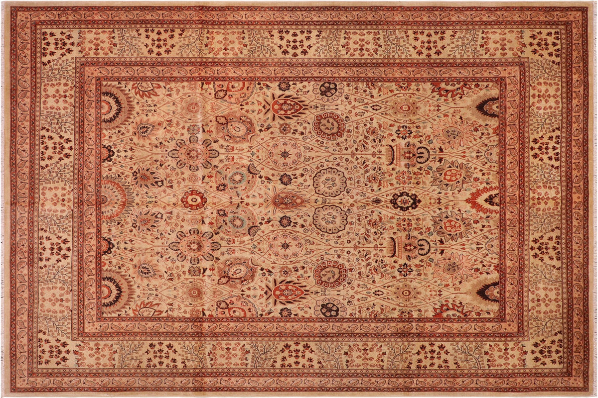 handmade Traditional Design Lt. Tan Lt. Tan Hand Knotted RECTANGLE 100% WOOL area rug 8' x 10'