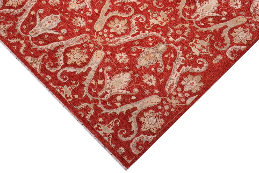 handmade Transitional Kafkaz Red Red Hand Knotted RECTANGLE 100% WOOL area rug 9 x 12