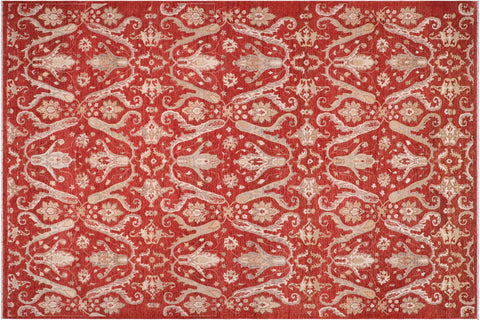 handmade Modern Kafkaz Red Red Hand Knotted RECTANGLE 100% WOOL area rug 9' x 12'