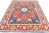 handmade Traditional Kafkaz Red Blue Hand Knotted RECTANGLE 100% WOOL area rug 9 x 12