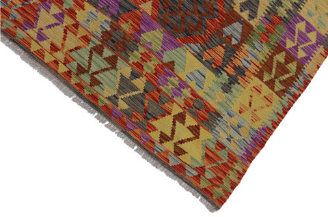 handmade Geometric Kilim Blue Rust Hand-Woven RECTANGLE 100% WOOL area rug 5 x 7