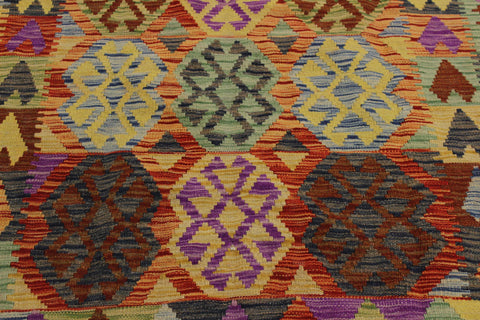 handmade Geometric Kilim Blue Rust Hand-Woven RECTANGLE 100% WOOL area rug 5 x 7