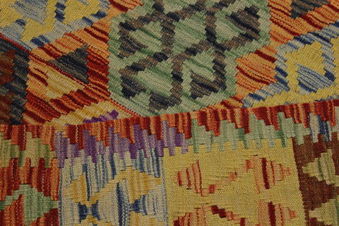 handmade Geometric Kilim Blue Rust Hand-Woven RECTANGLE 100% WOOL area rug 5 x 7