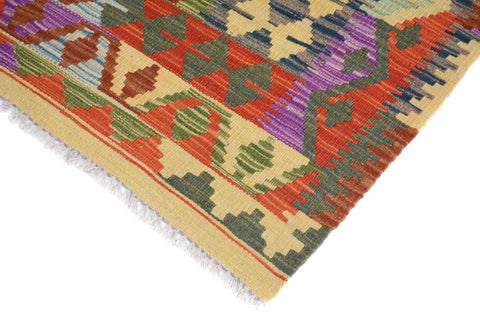 handmade Geometric Kilim Red Green Hand-Woven RECTANGLE 100% WOOL area rug 7 x 10