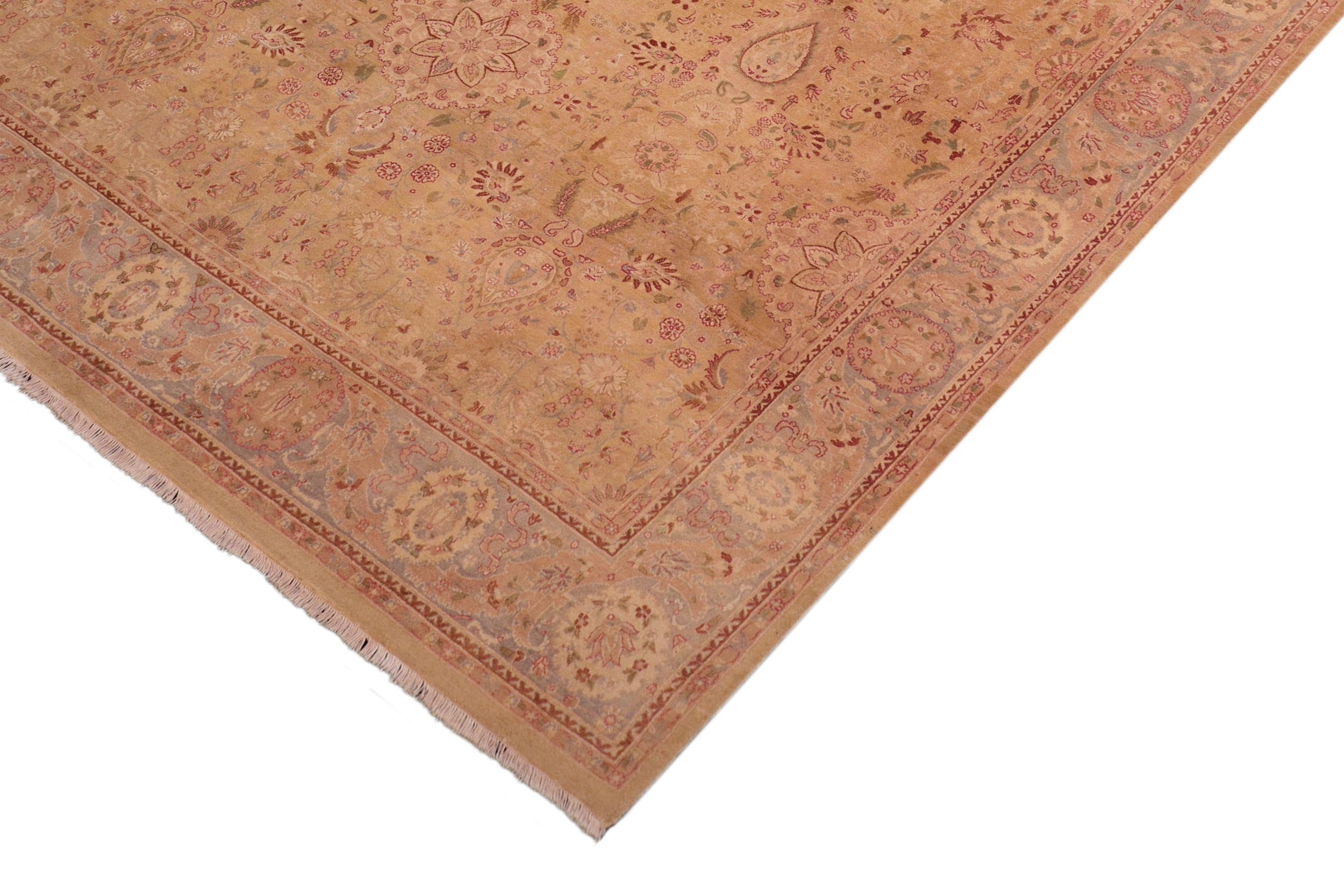 handmade Transitional Sultanabad Gold Gray Hand Knotted RECTANGLE 100% WOOL area rug 8 x 10