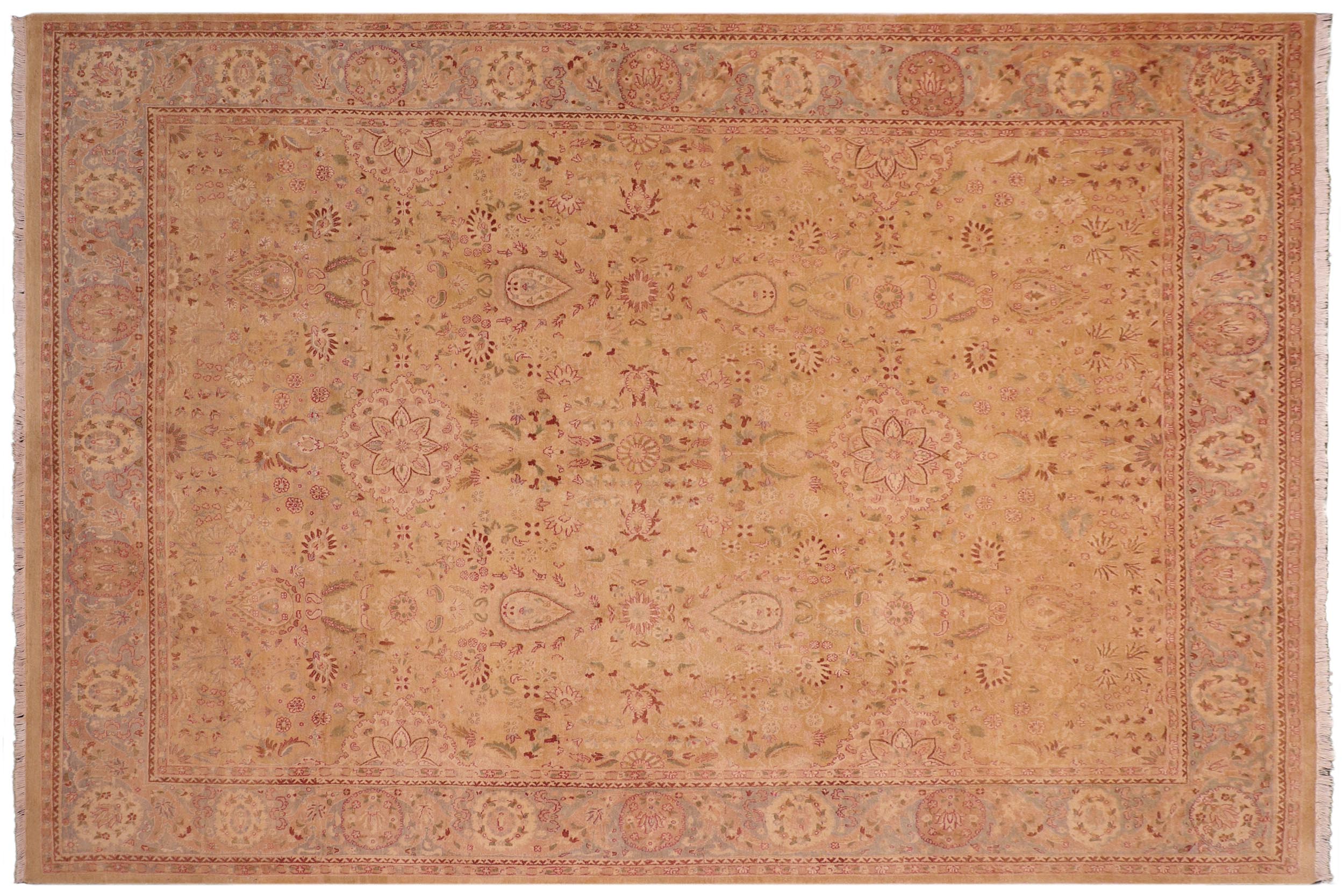 handmade Transitional Sultanabad Gold Gray Hand Knotted RECTANGLE 100% WOOL area rug 8 x 10