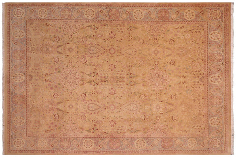 handmade Transitional Sultanabad Gold Gray Hand Knotted RECTANGLE 100% WOOL area rug 8 x 10
