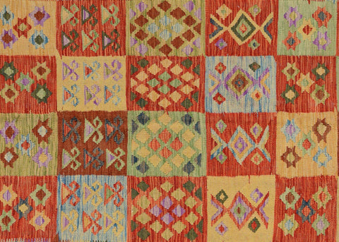 handmade Geometric Kilim Red Gray Hand-Woven RECTANGLE 100% WOOL area rug 7 x 10