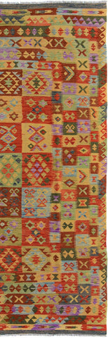 handmade Geometric Kilim Red Gray Hand-Woven RECTANGLE 100% WOOL area rug 7 x 10