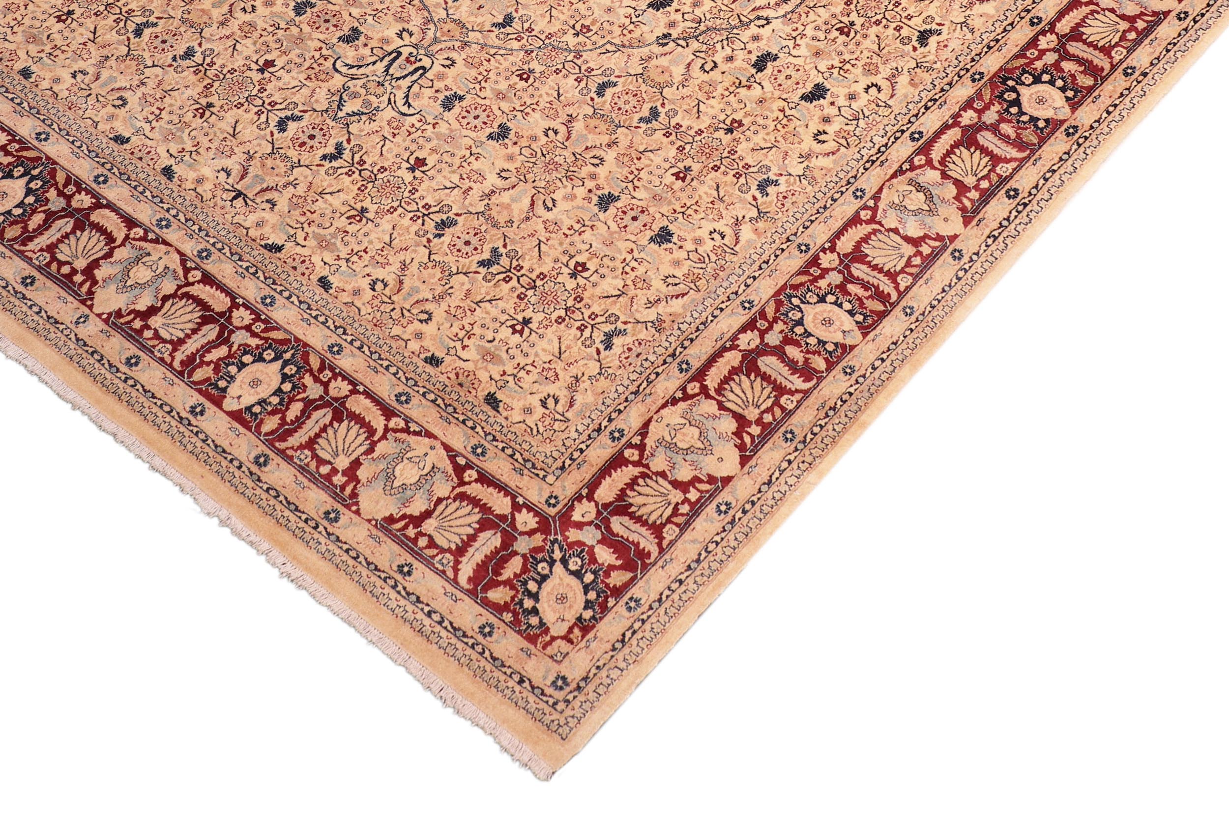handmade Traditional Tabriz Beige Red Hand Knotted RECTANGLE 100% WOOL area rug 8 x 10