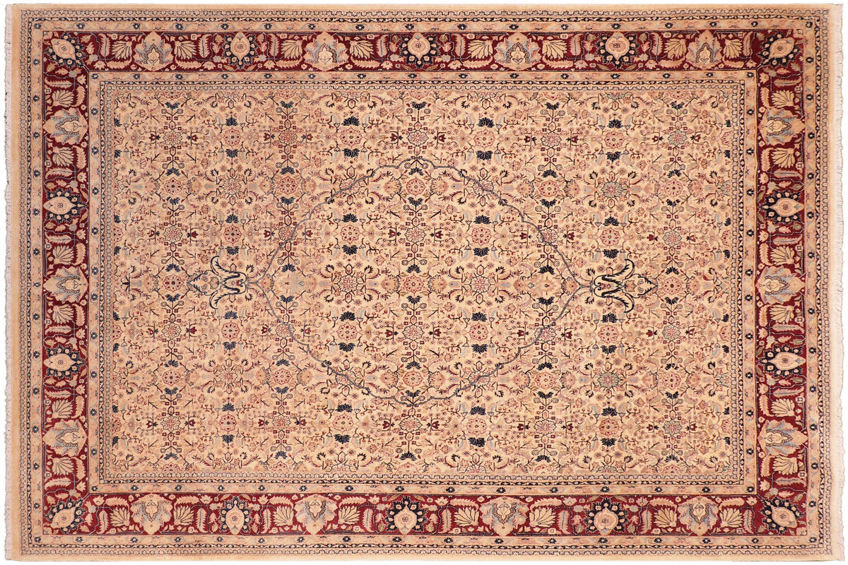 handmade Traditional Tabriz Beige Red Hand Knotted RECTANGLE 100% WOOL area rug 8 x 10