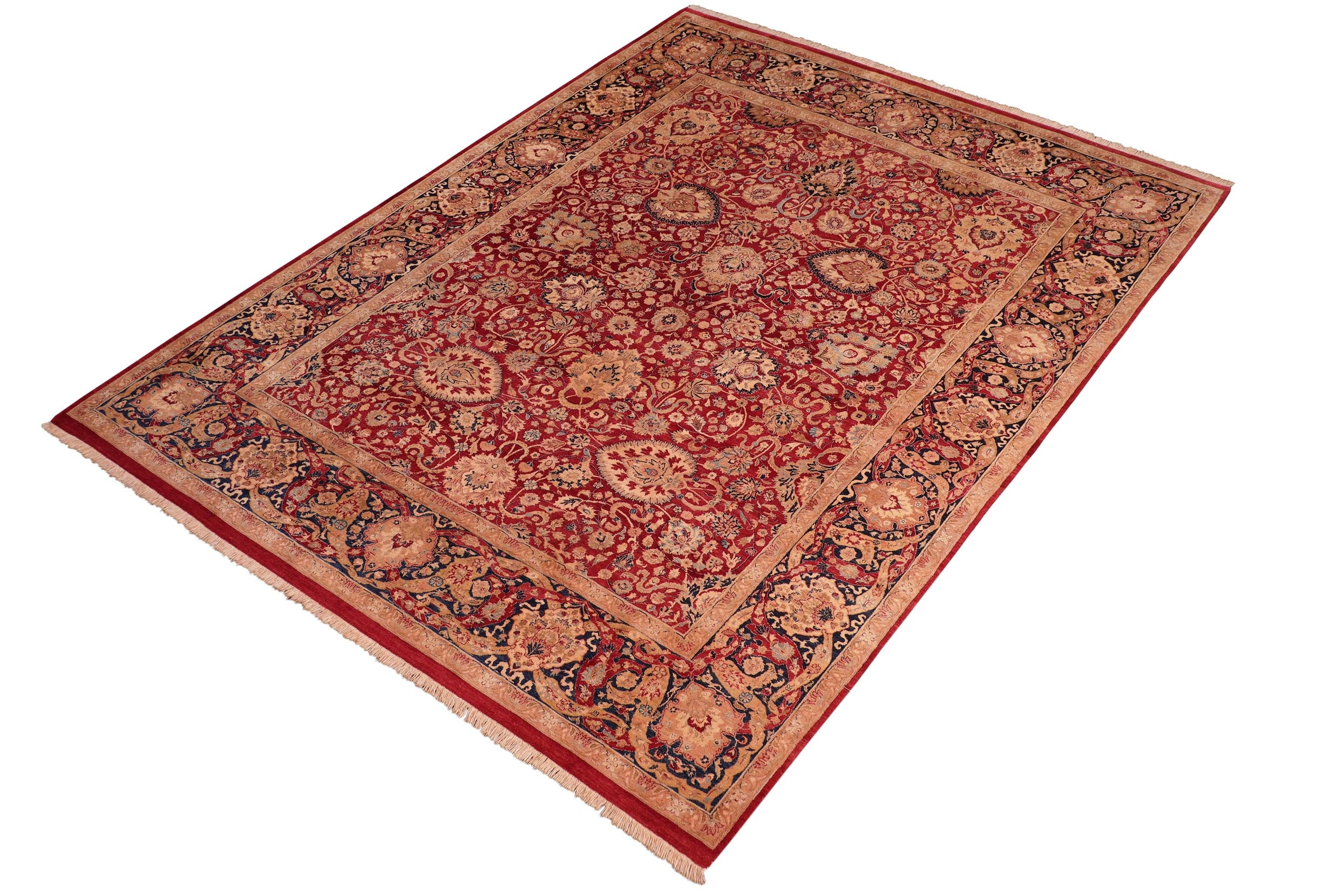 handmade Transitional Anmol Agra Red Blue Hand Knotted RECTANGLE 100% WOOL area rug 8x10
