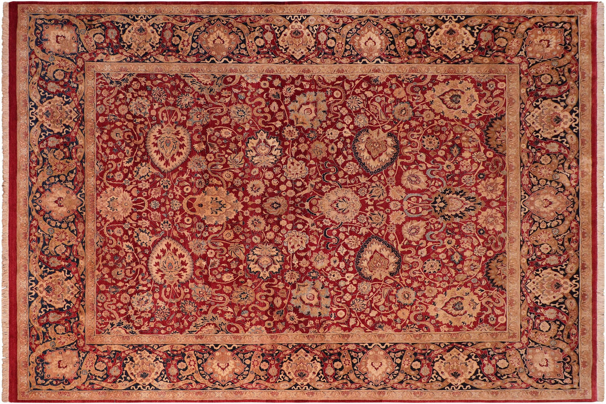 handmade Transitional Anmol Agra Red Blue Hand Knotted RECTANGLE 100% WOOL area rug 8x10
