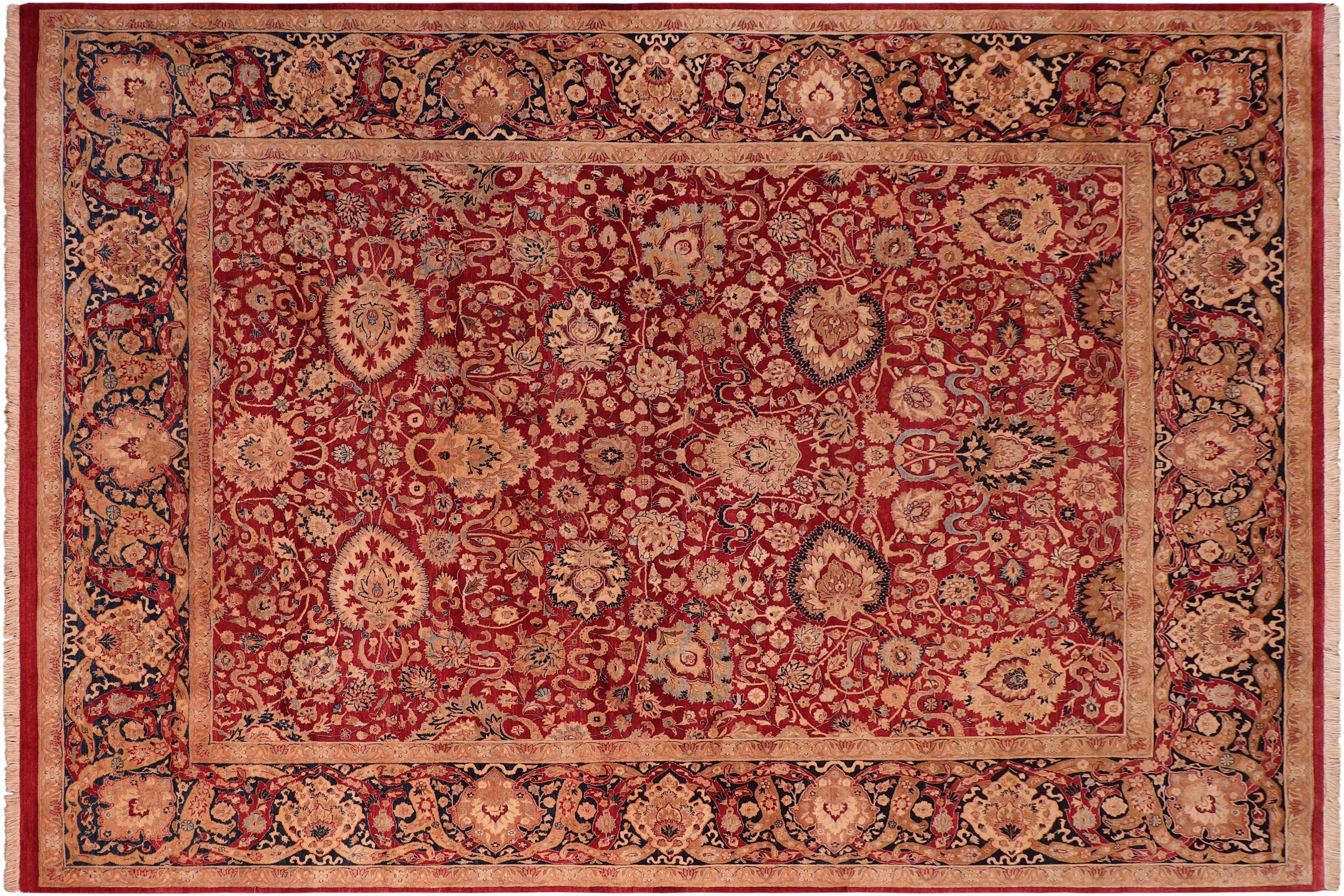 handmade Transitional Anmol Agra Red Blue Hand Knotted RECTANGLE 100% WOOL area rug 8 x 10