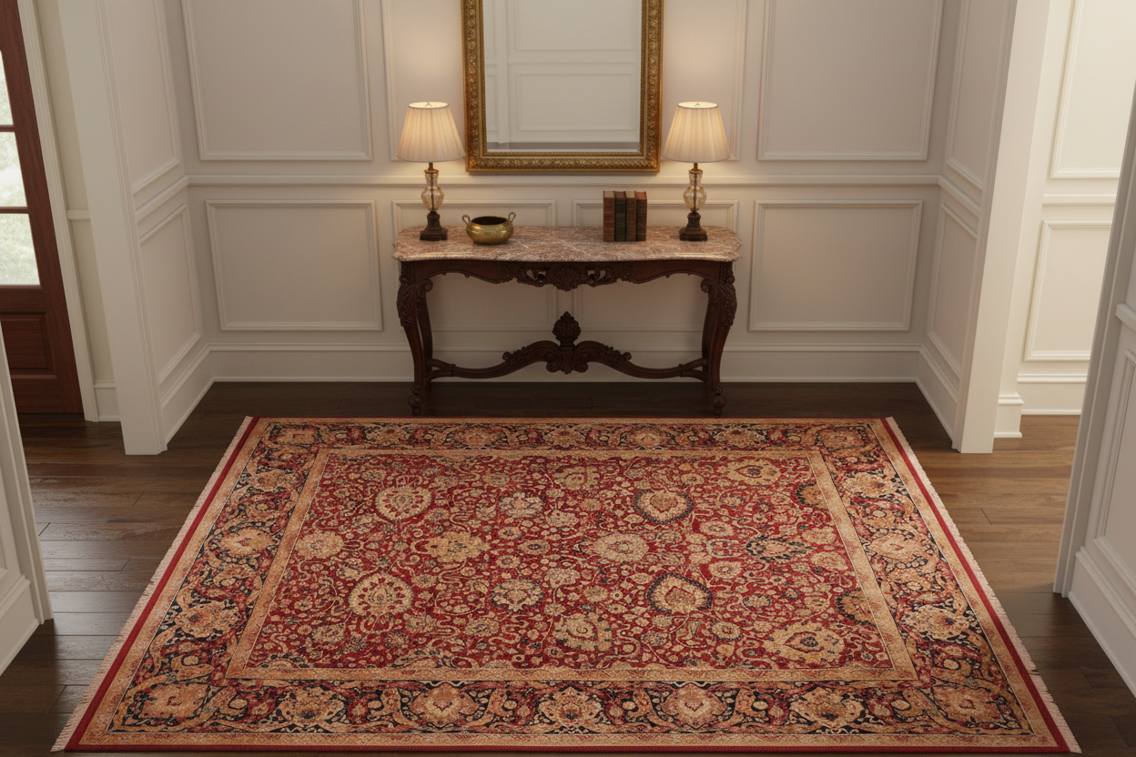 handmade Transitional Anmol Agra Red Blue Hand Knotted RECTANGLE 100% WOOL area rug 8 x 10