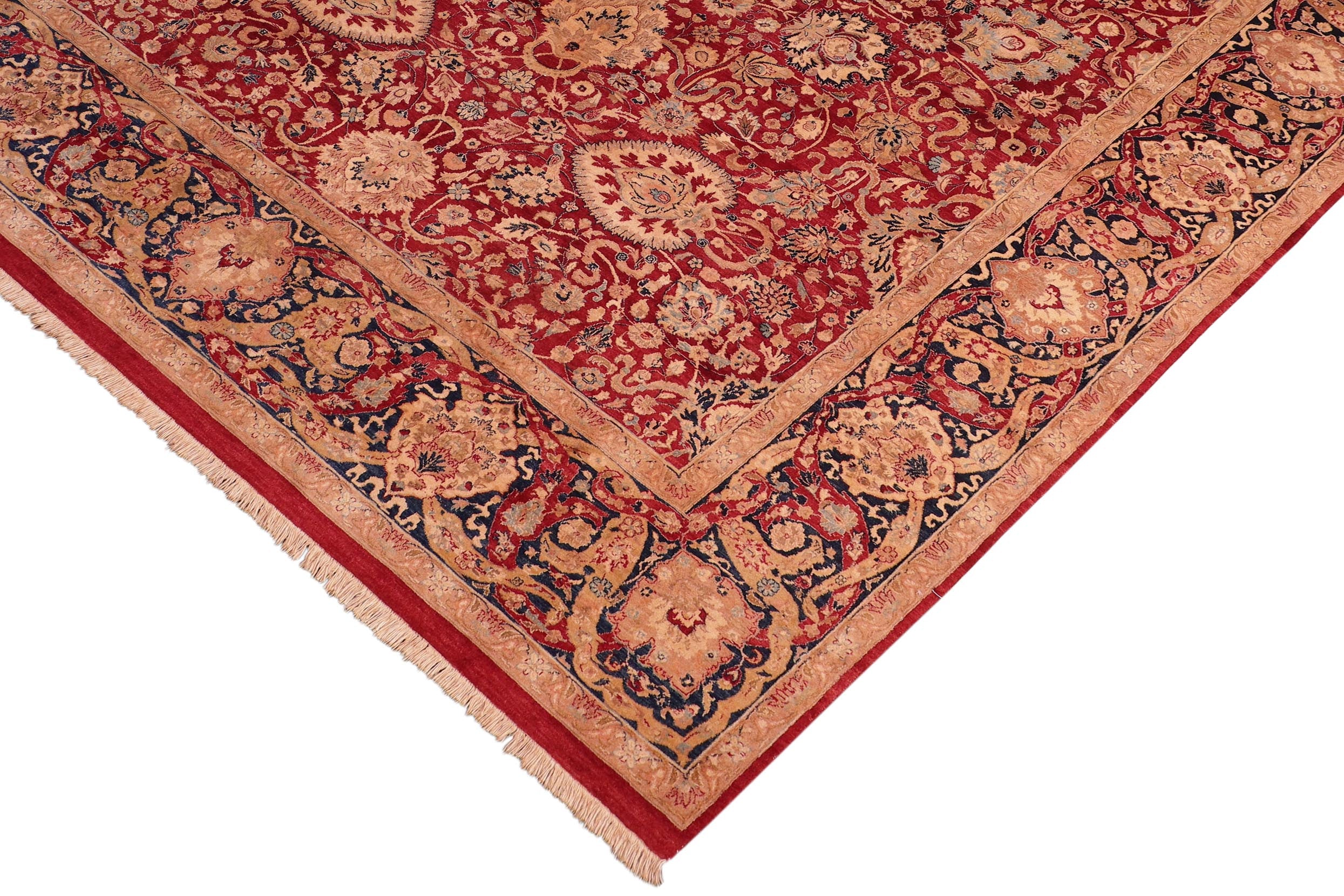 handmade Transitional Anmol Agra Red Blue Hand Knotted RECTANGLE 100% WOOL area rug 8x10