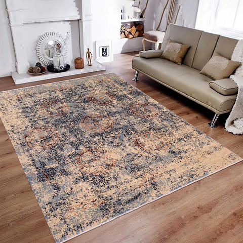 handmade Modern Modern Beige Blue Hand Knotted RECTANGLE WOOL&SILK area rug 8' x 10'