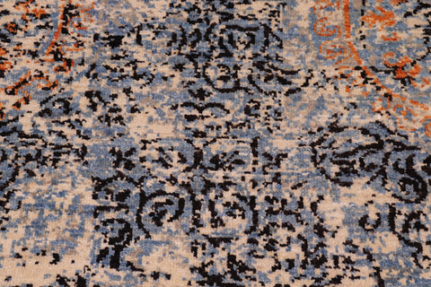 handmade Modern Modern Beige Blue Hand Knotted RECTANGLE WOOL&SILK area rug 8' x 10'
